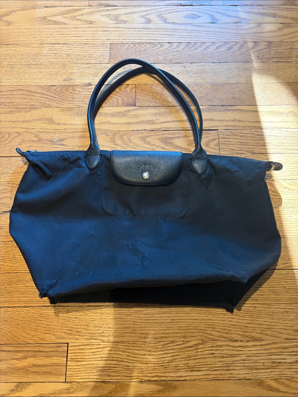 Longchamp Black Le Pilage Tote with silver hardware